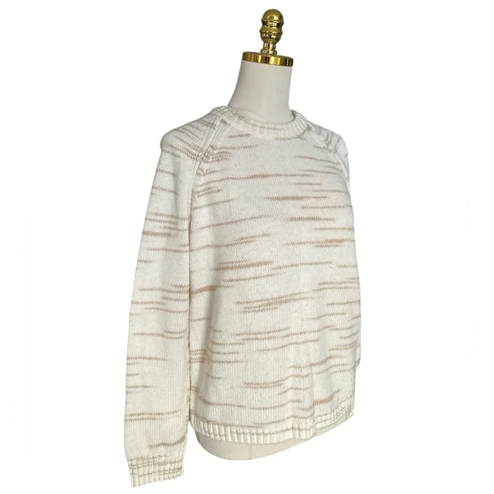 J.Crew Women’s Cream Raglan Space-dyed Long Sleeve Knit Sweater Size Small